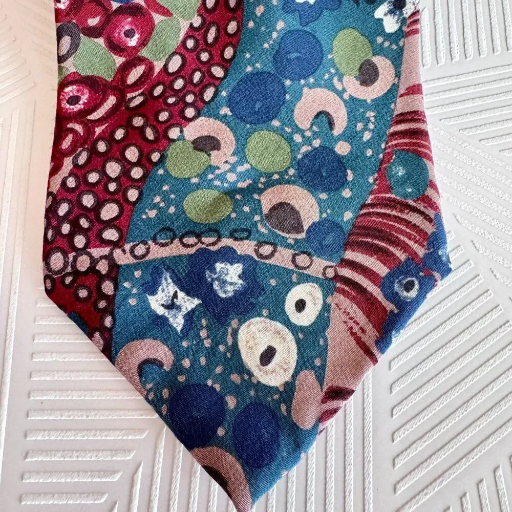 Rhyncliffe 100% Silk Abstract Geometric Print Mens Tall Tie Made in USA Vintage